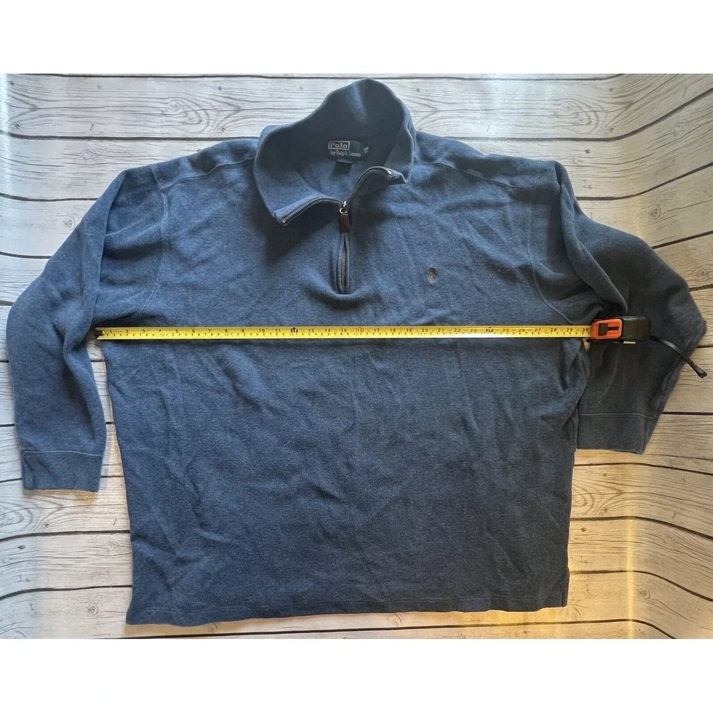 Polo Ralph Lauren Sweater Mens 3XB Big Blue Quarter Zip Long Sleeve Pullover